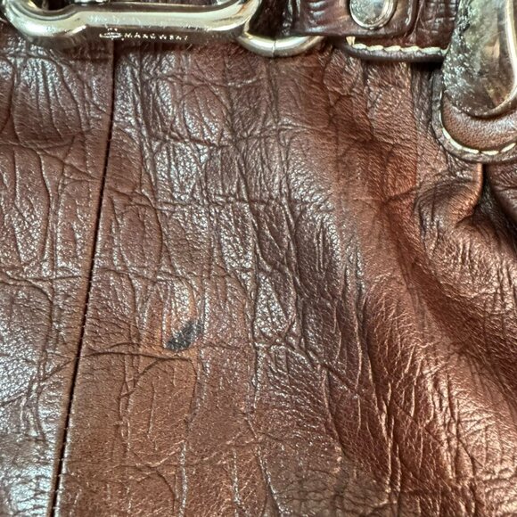 B. Makowsky Genuine Leather Boho Tote Bag Brown | Silver Hardware | Preowned - Picture 7 of 16